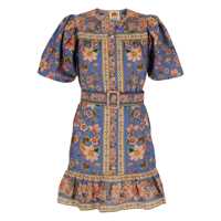 Rochii 'Superbloom' Blue Dress With All-Over Floral Print And Waist Belt In Cotton Woman Femei
