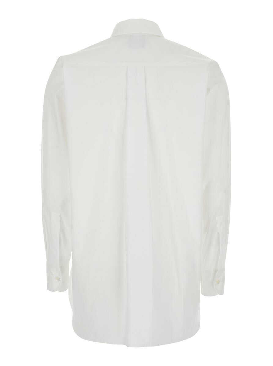 Camasi PLAIN White Shirt With Classic Collar And Rhinestone Embellishments On The Front In Cotton Blend Stretch Woman WHITE Femei (BM 17604006) 2