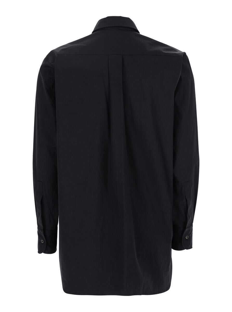 Camasi PLAIN Black Shirt With Classic Collar And Rhinestone Embellishments On The Front In Cotton Blend Stretch Woman Black Femei (BM 17604009) 2