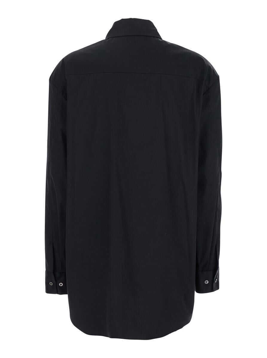 Camasi PLAIN Black Shirt With Classic Collar And Rhinestone Embellishments On The Front In Cotton Woman Black Femei (BM 17604012) 2