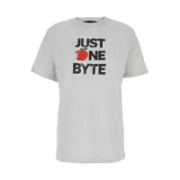 Tricouri Grey Crew Neck T-Shirt With Front Print In Cotton Woman Femei