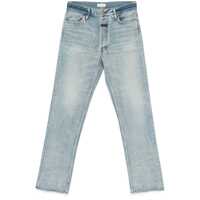 Blugi Blue Five-Pocket Jeans With Front Logo Patch In Denim Man Barbati