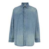 Camasi Blue Shirt With Classic Collar And Logo Patch On The Back In Denim Man Barbati