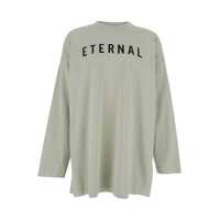 Tricouri Grey T-Shirt With Eternal Print On The Front And Logo Patch On The Back In Cotton Man Barbati