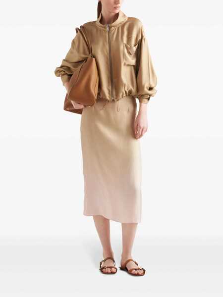 Fuste Prada Prada Silk Midi Skirt Beige Femei (BM 17605878) 2