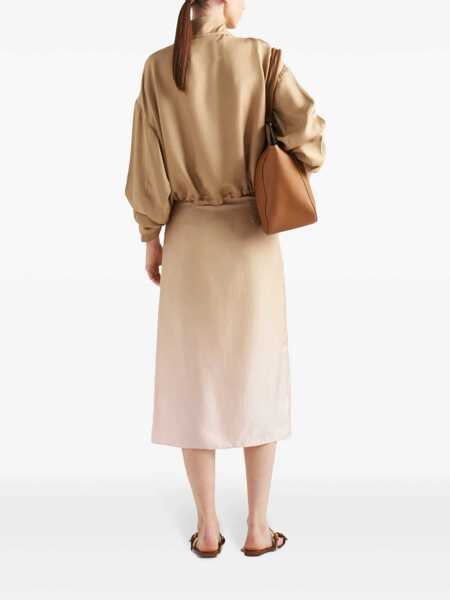 Fuste Prada Prada Silk Midi Skirt Beige Femei (BM 17605878) 3