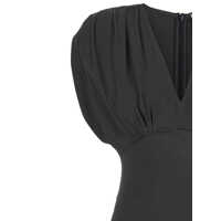 Imbracaminte Semicouture Dama - Rochii Semicouture Black Long Dress With V-Neck And Ruching On The Shoulders In Silk Blend Woman GREY Femei (BM 17606049) - B-mall.ro