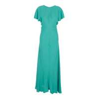 Rochii Blue Long Dress With V-Back Neckline And Tie Closure In Silk Blend Woman Femei
