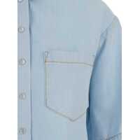 Imbracaminte Semicouture Dama - Camasi Semicouture Light Blue Shirt With Chest Patch Pocket And Contrasting Stitching In Fabric Woman BLUE Femei (BM 17606061) - B-mall.ro