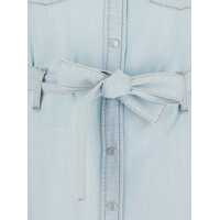 Imbracaminte Semicouture Dama - Rochii Semicouture Artemia Light Blue Long Dress With Chest Patch Pockets And Waist Belt In Fabric Woman BLUE Femei (BM 17606064) - B-mall.ro