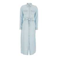 Rochii 'Artemia' Light Blue Long Dress With Chest Patch Pockets And Waist Belt In Fabric Woman Femei