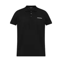 Tricouri Polo Black Polo Shirt With Classic Collar And Logo Lettering On The Front In Cotton Woman Barbati