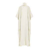 Costume de baie 'Sza Sza' White Caftan With Back Knot Closure And Feather Detail On The Front In Viscose Blend Woman Femei