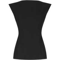 Topuri Black Sleeveless Top With Boat Neckline And Rear Button Closure In Cotton Woman Femei