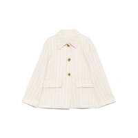 Geci Seventy Cream Linen Blended Pinstriped Jacket Femei