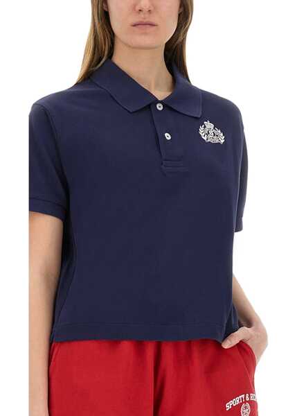 Tricouri Polo SPORTY & RICH Cotton Pique Polo BLUE Femei (BM 17608144) 4