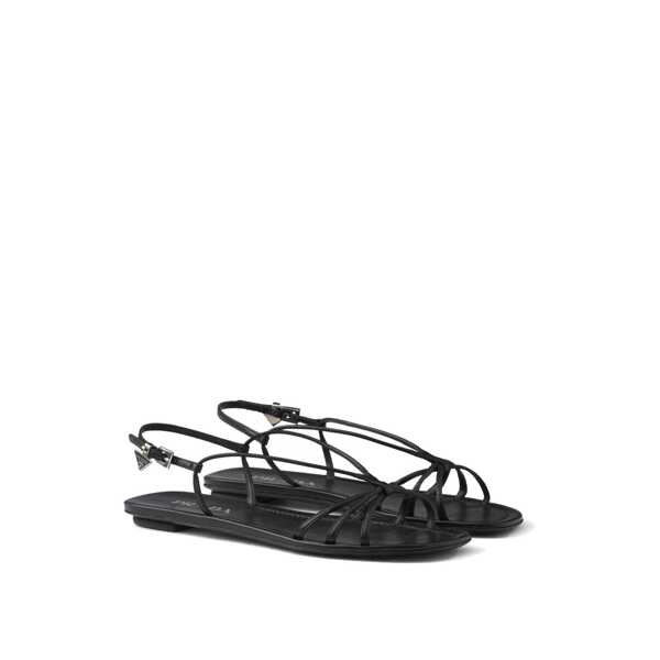 Sandale Prada Prada Leather Flat Sandals Black Femei (BM 17608176) 2