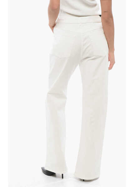 Blugi drepti Pinko Denim Light Wash Wanda Flared Jeans With Golden-Effect Butto White Femei (BM 17608258) 2