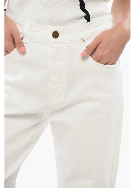 Blugi drepti Pinko Denim Light Wash Wanda Flared Jeans With Golden-Effect Butto White Femei (BM 17608258) 3