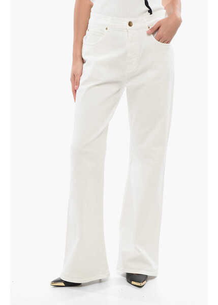 Blugi drepti Pinko Denim Light Wash Wanda Flared Jeans With Golden-Effect Butto White Femei (BM 17608258) 1