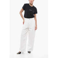 Blugi Bottega Veneta Dama - Blugi drepti Bottega Veneta Double-Pleated Mom Fit Denims 27Cm White Femei (BM 17608270) - B-mall.ro