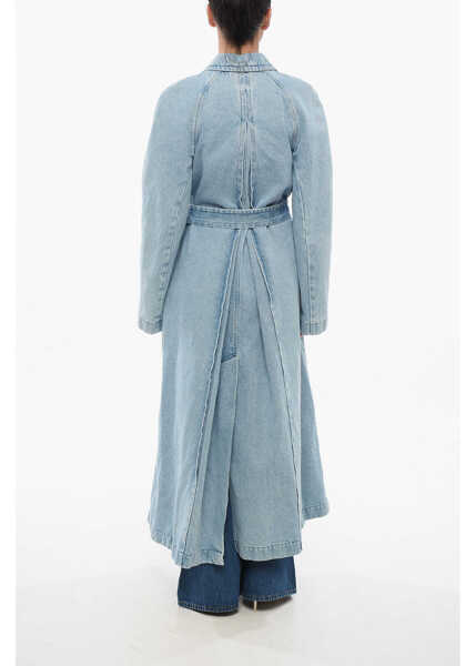 Paltoane Dries Van Noten Double-Breasted Denim Coat With Belt Light Blue Femei (BM 17608294) 2