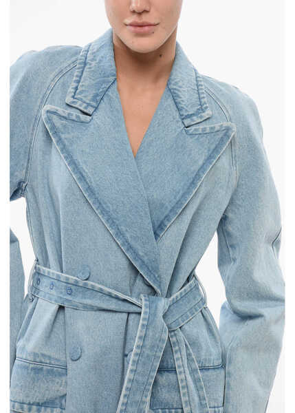 Paltoane Dries Van Noten Double-Breasted Denim Coat With Belt Light Blue Femei (BM 17608294) 3