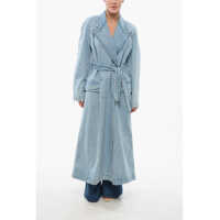 Paltoane Double-Breasted Denim Coat With Belt Femei
