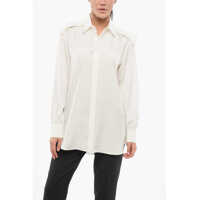 Camasi casual Silk Shirt With Curved Hem Femei