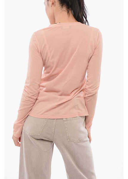 Tricouri Roberto Collina Long Sleeved Cotton Blend Crew-Neck T-Shirt Pink Femei (BM 17608306) 2