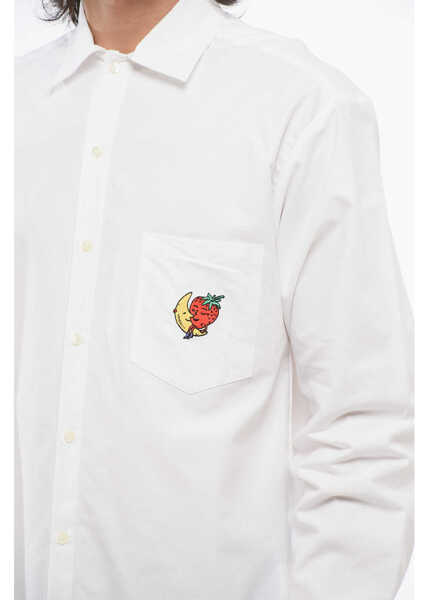 Camasi casual SKY HIGH FARM Solid Color Shirt With Embroidery On Breast Pocket White Barbati (BM 17608312) 3