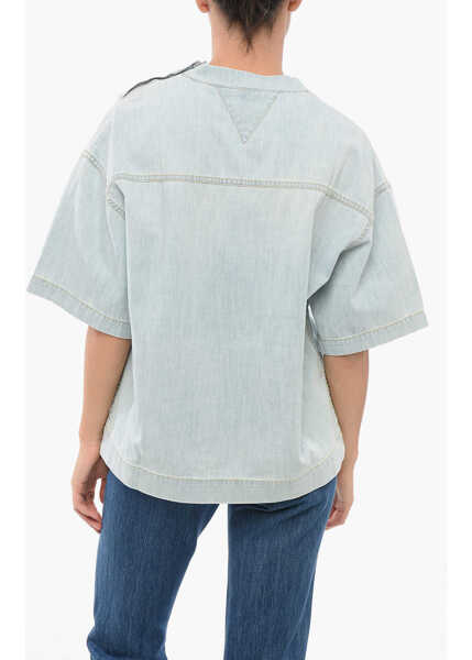 Bluze Bottega Veneta Light Washed Denim Blouse With Breast-Pocket Light Blue Femei (BM 17608324) 2