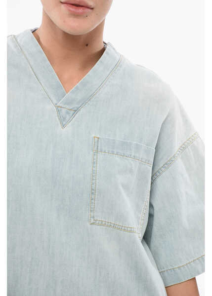 Bluze Bottega Veneta Light Washed Denim Blouse With Breast-Pocket Light Blue Femei (BM 17608324) 3