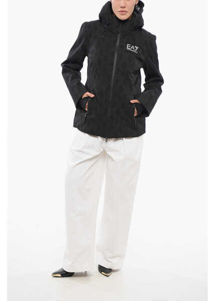 Geci de iarna Armani Emporio Logoed Hooded Down Jacket Black Femei (BM 17608330) 4