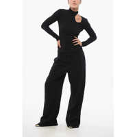 Pulovere Fendi Dama - Pulovere Fendi Ribbed Silk Blend Turtleneck Sweater With Cut-Out Black Femei (BM 17608348) - B-mall.ro