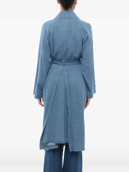 Paltoane Armani Emporio Double-Breasted Denim Coat With Belt Light Blue Femei (BM 17608441) 3