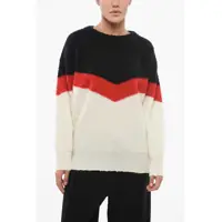 Pulovere casual Crew Neck Wool Blend Pullover With Color Block Design Femei