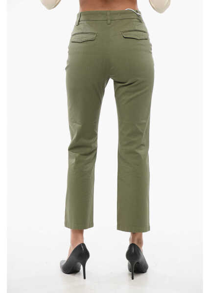 Pantaloni casual Department Five Solid Color Stretch Cotton Jet Pants Green Femei (BM 17608450) 2