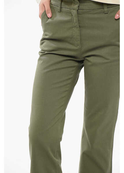 Pantaloni casual Department Five Solid Color Stretch Cotton Jet Pants Green Femei (BM 17608450) 3