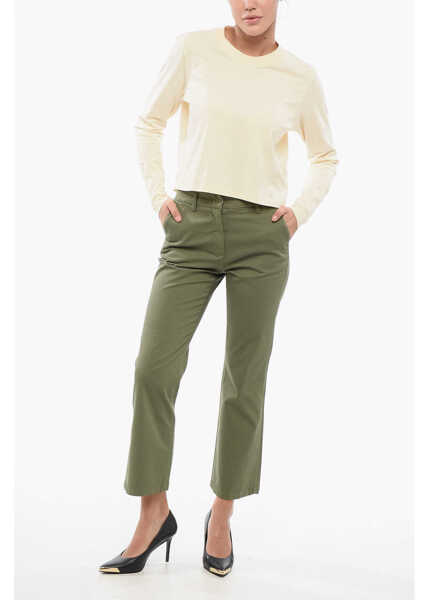 Pantaloni casual Department Five Solid Color Stretch Cotton Jet Pants Green Femei (BM 17608450) 4