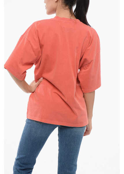 Tricouri HALFBOY Cotton Crew-Neck T-Shirt With Ton On Ton Logo-Print Red Femei (BM 17608453) 2