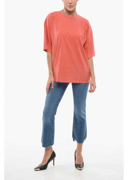 Tricouri HALFBOY Cotton Crew-Neck T-Shirt With Ton On Ton Logo-Print Red Femei (BM 17608453) 4