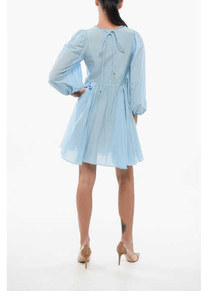 Rochii scurte Pinko V-Neck Cotton And Silk Beowulf Dress With 2 Pockets Blue Femei (BM 17608486) 2