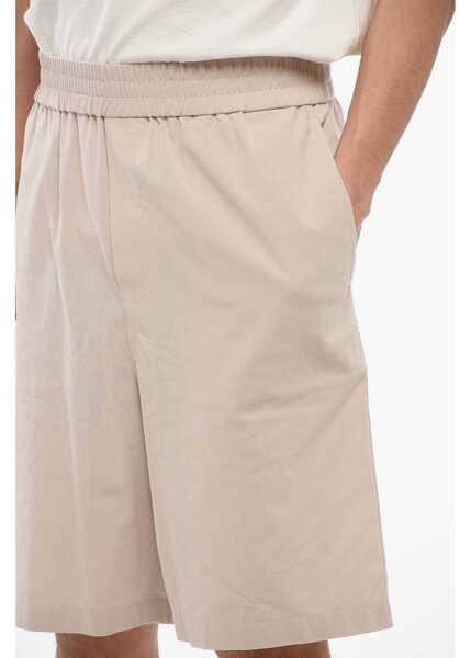 Pantaloni scurti AMI ALEXANDRE MATTIUSSI 4-Pocketed Cotton Shorts With Elastic Waistband Beige Barbati (BM 17608489) 2