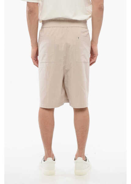 Pantaloni scurti AMI ALEXANDRE MATTIUSSI 4-Pocketed Cotton Shorts With Elastic Waistband Beige Barbati (BM 17608489) 4