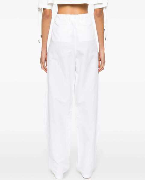Pantaloni casual Pinko High-Waisted Cotton And Linen Pianista Pants White Femei (BM 17608501) 4
