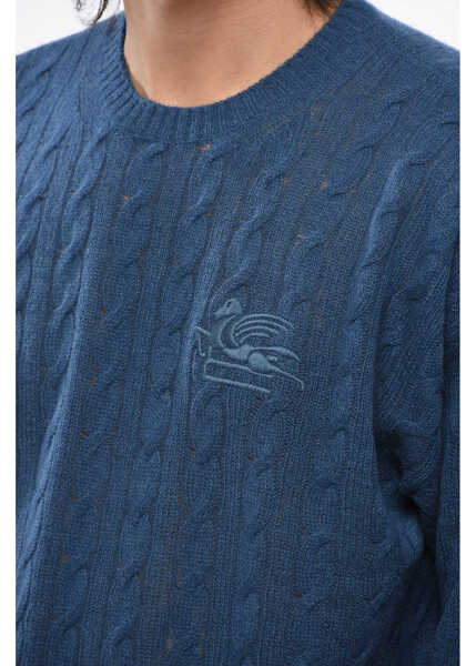 Pulovere ETRO Crew Neck Cable Knit Cashmere Sweater Blue Barbati (BM 17608513) 3