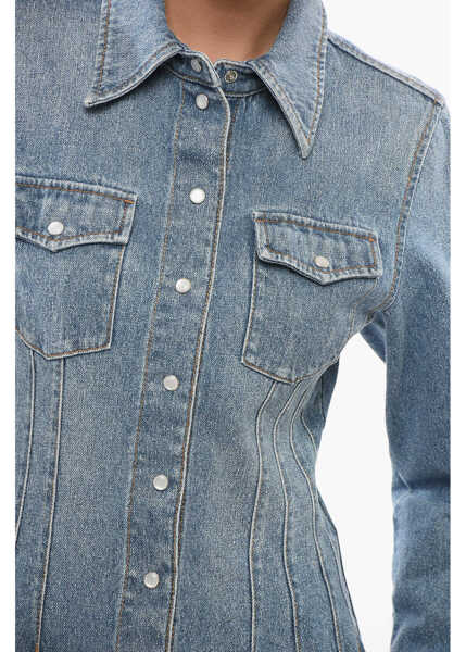 Camasi de blugi Chloe Stone Washed Slim Fit Denim Shirt Light Blue Femei (BM 17608522) 3