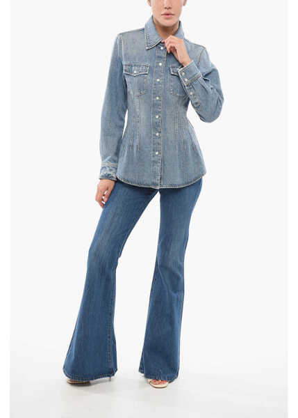 Camasi de blugi Chloe Stone Washed Slim Fit Denim Shirt Light Blue Femei (BM 17608522) 4