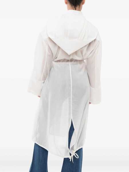 Geci Parka Salvatore Ferragamo Lightweight Silk Parka With Hood White Femei (BM 17608534) 3